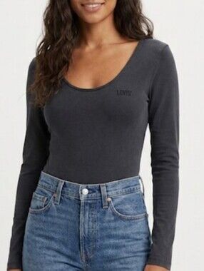 Levi's Black Long-Sleeve Scoop Neck Bodysuit